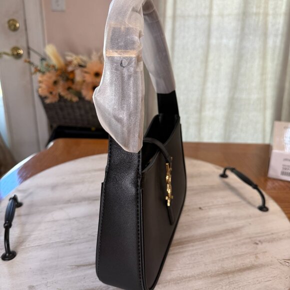 Black Shoulder Bag with Gold Hardware | Designer Inspired - Picture 10 of 16